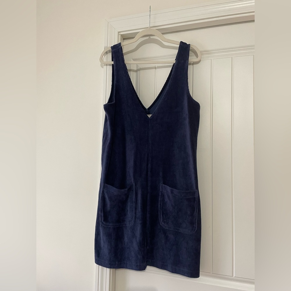 Marine Layer Navy Blue Corduroy Mini Pinafore Dress